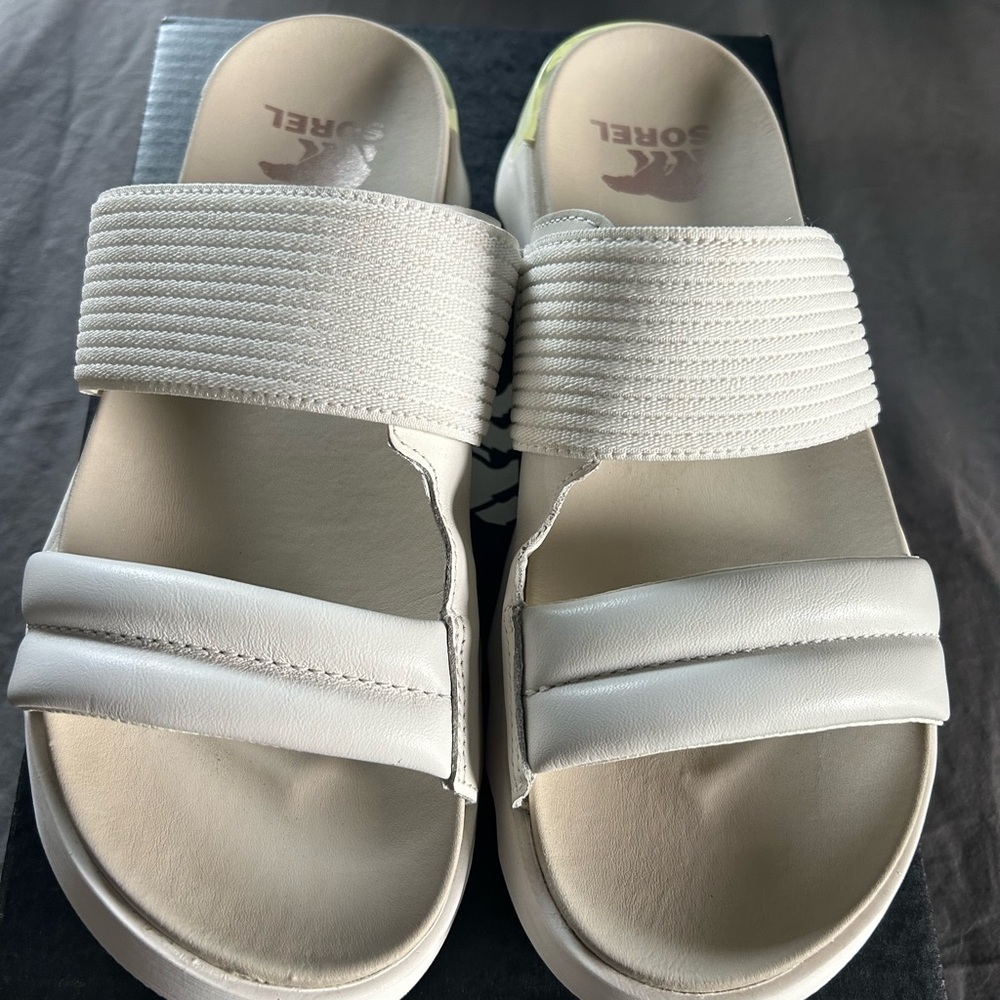 Sorel Off-White Dual-Strap Slide Sandals